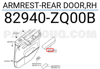 Nissan 82940ZQ00B ARMREST-REAR DOOR,RH