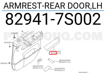 Nissan 829417S002 ARMREST-REAR DOOR,LH