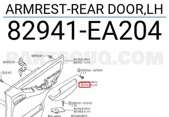 Nissan 82941EA204 ARMREST-REAR DOOR,LH