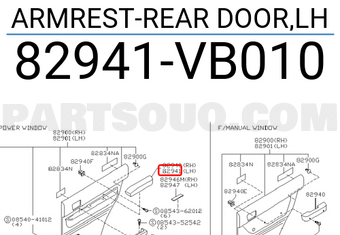 Nissan 82941VB010 ARMREST-REAR DOOR,LH