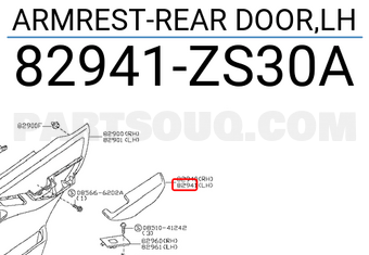 Nissan 82941ZS30A ARMREST-REAR DOOR,LH