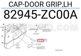 Nissan 82945ZC00A CAP-DOOR GRIP,LH
