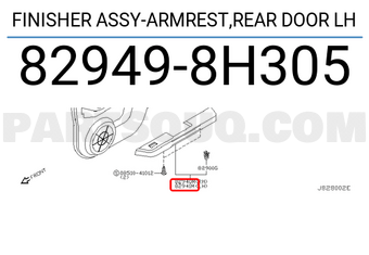 Nissan 829498H305 FINISHER ASSY-ARMREST,REAR DOOR LH