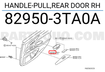 Nissan 829503TA0A HANDLE-PULL,REAR DOOR RH