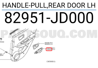 Nissan 82951JD000 HANDLE-PULL,REAR DOOR LH