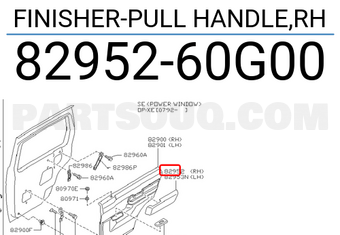 Nissan 8295260G00 FINISHER-PULL HANDLE,RH