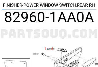 Nissan 829601AA0A FINISHER-POWER WINDOW SWITCH,REAR RH