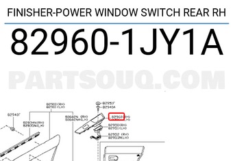 Nissan 829601JY1A FINISHER-POWER WINDOW SWITCH REAR RH