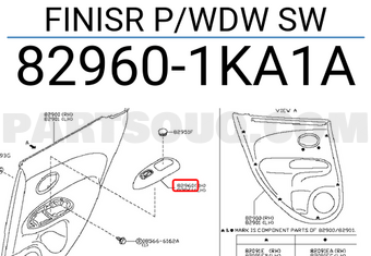 Nissan 829601KA1A FINISR P/WDW SW