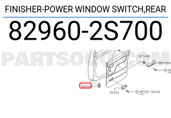 Nissan 829602S700 FINISHER-POWER WINDOW SWITCH,REAR