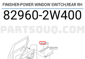 Nissan 829602W400 FINISHER-POWER WINDOW SWITCH,REAR RH