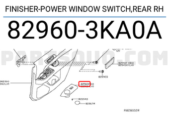 Nissan 829603KA0A FINISHER-POWER WINDOW SWITCH,REAR RH