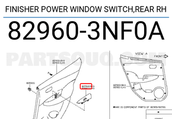 Nissan 829603NF0A FINISHER POWER WINDOW SWITCH,REAR RH
