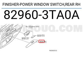 Nissan 829603TA0A FINISHER-POWER WINDOW SWITCH,REAR RH