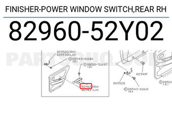Nissan 8296052Y02 FINISHER-POWER WINDOW SWITCH,REAR RH