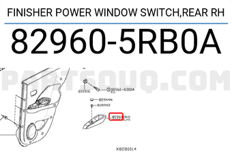 Nissan 829605RB0A FINISHER POWER WINDOW SWITCH,REAR RH