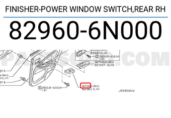 Nissan 829606N000 FINISHER-POWER WINDOW SWITCH,REAR RH