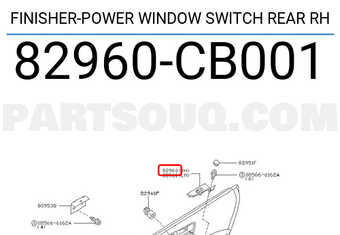 Nissan 82960CB001 FINISHER-POWER WINDOW SWITCH REAR RH