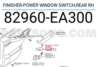 Nissan 82960EA300 FINISHER-POWER WINDOW SWITCH,REAR RH