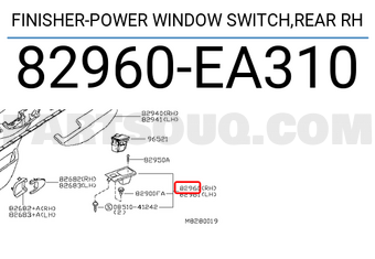 Nissan 82960EA310 FINISHER-POWER WINDOW SWITCH,REAR RH