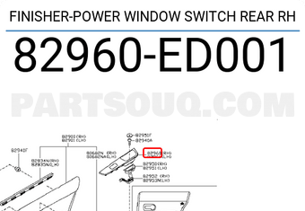 Nissan 82960ED001 FINISHER-POWER WINDOW SWITCH REAR RH
