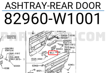Nissan 82960W1001 ASHTRAY-REAR DOOR