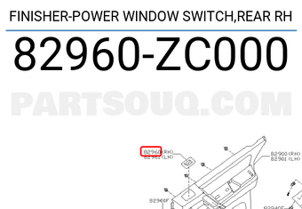 Nissan 82960ZC000 FINISHER-POWER WINDOW SWITCH,REAR RH