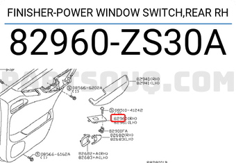 Nissan 82960ZS30A FINISHER-POWER WINDOW SWITCH,REAR RH