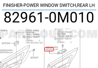 Nissan 829610M010 FINISHER-POWER WINDOW SWITCH,REAR LH