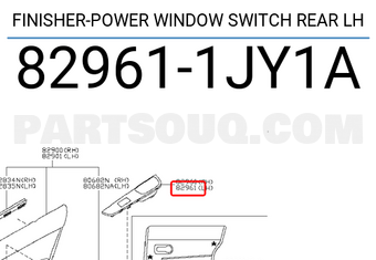 Nissan 829611JY1A FINISHER-POWER WINDOW SWITCH REAR LH