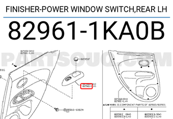 Nissan 829611KA0B FINISHER-POWER WINDOW SWITCH,REAR LH