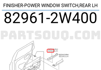 Nissan 829612W400 FINISHER-POWER WINDOW SWITCH,REAR LH