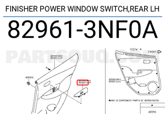 Nissan 829613NF0A FINISHER POWER WINDOW SWITCH,REAR LH