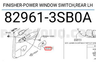 Nissan 829613SB0A FINISHER-POWER WINDOW SWITCH,REAR LH