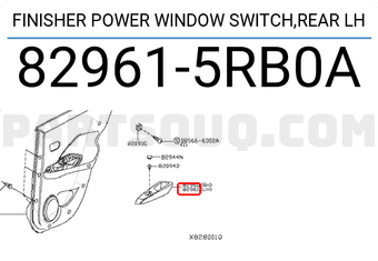 Nissan 829615RB0A FINISHER POWER WINDOW SWITCH,REAR LH