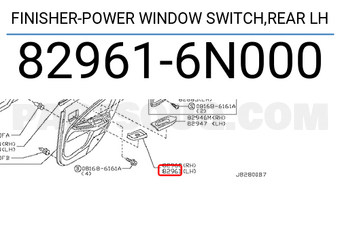 Nissan 829616N000 FINISHER-POWER WINDOW SWITCH,REAR LH