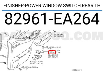 Nissan 82961EA264 FINISHER-POWER WINDOW SWITCH,REAR LH