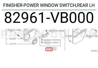 Nissan 82961VB000 FINISHER-POWER WINDOW SWITCH,REAR LH