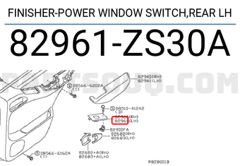 Nissan 82961ZS30A FINISHER-POWER WINDOW SWITCH,REAR LH