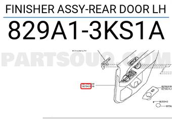 Nissan 829A13KS1A FINISHER ASSY-REAR DOOR LH