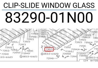 Nissan 8329001N00 CLIP-SLIDE WINDOW GLASS