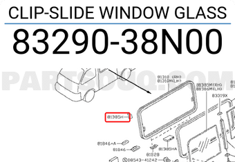 Nissan 8329038N00 CLIP-SLIDE WINDOW GLASS