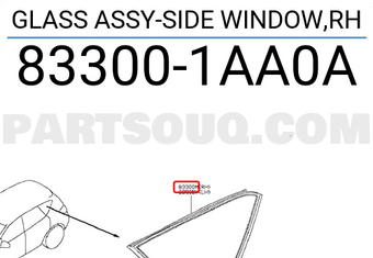 Nissan 833001AA0A GLASS ASSY-SIDE WINDOW,RH