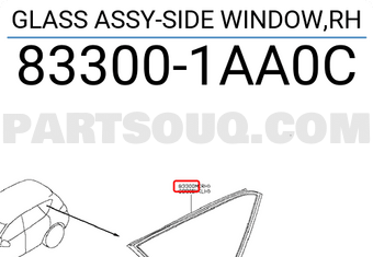 Nissan 833001AA0C GLASS ASSY-SIDE WINDOW,RH