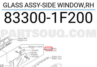 Nissan 833001F200 GLASS ASSY-SIDE WINDOW,RH