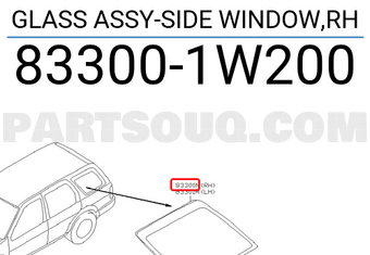 Nissan 833001W200 GLASS ASSY-SIDE WINDOW,RH