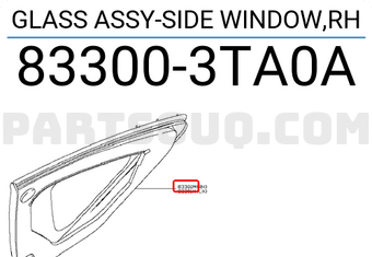 Nissan 833003TA0A GLASS ASSY-SIDE WINDOW,RH