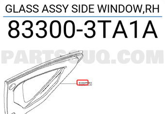 Nissan 833003TA1A GLASS ASSY SIDE WINDOW,RH