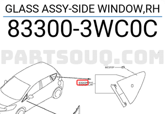 Nissan 833003WC0C GLASS ASSY-SIDE WINDOW,RH