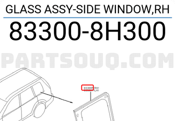 Nissan 833008H300 GLASS ASSY-SIDE WINDOW,RH